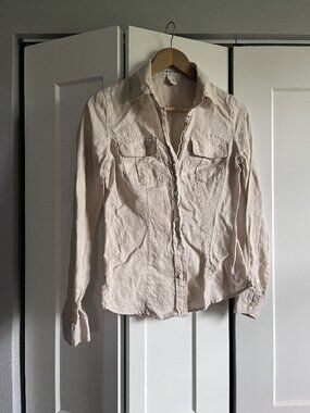 Banana Republic 100% Linen Tan Blouse